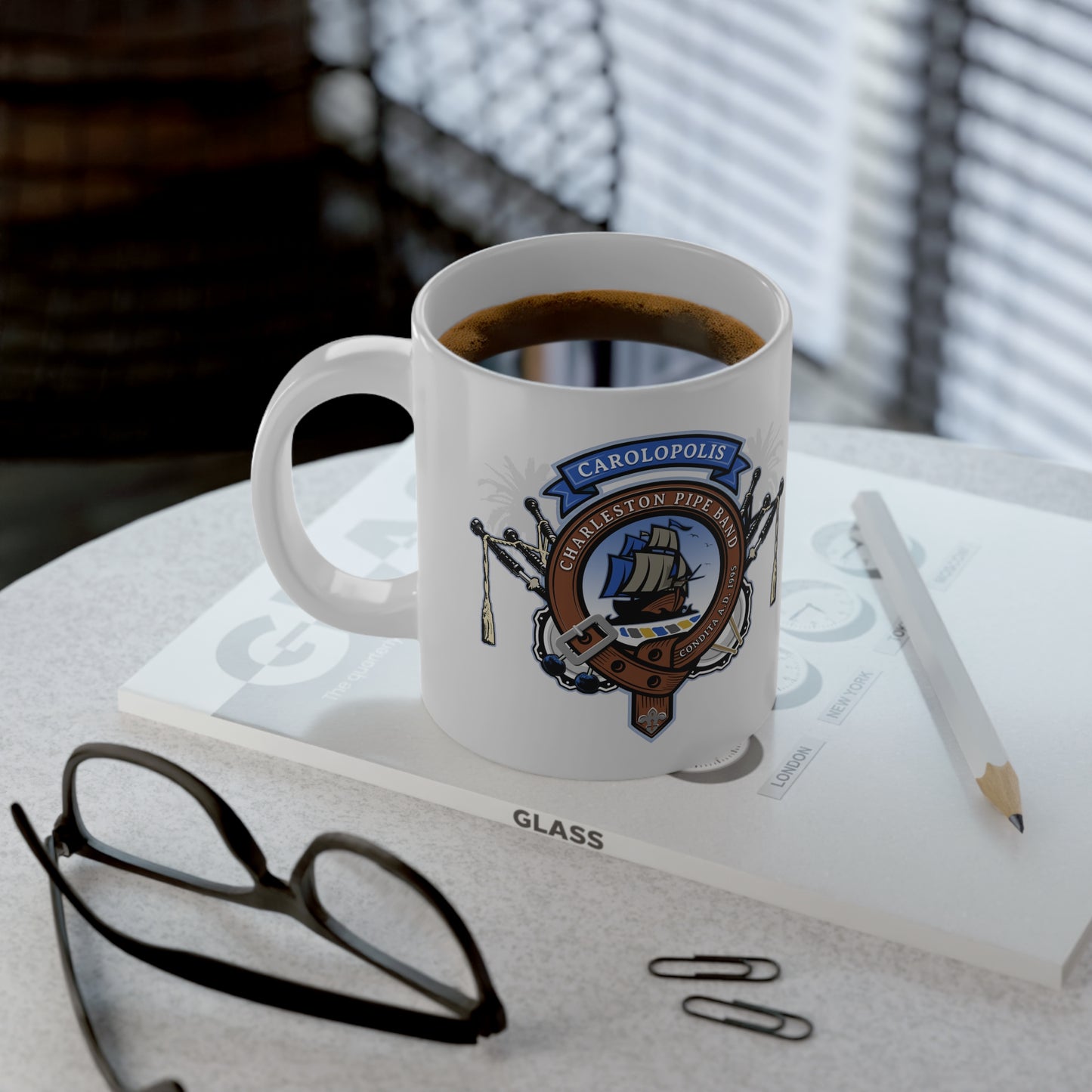 Charleston Pipe Band Ship Clan Crest design coffee mug