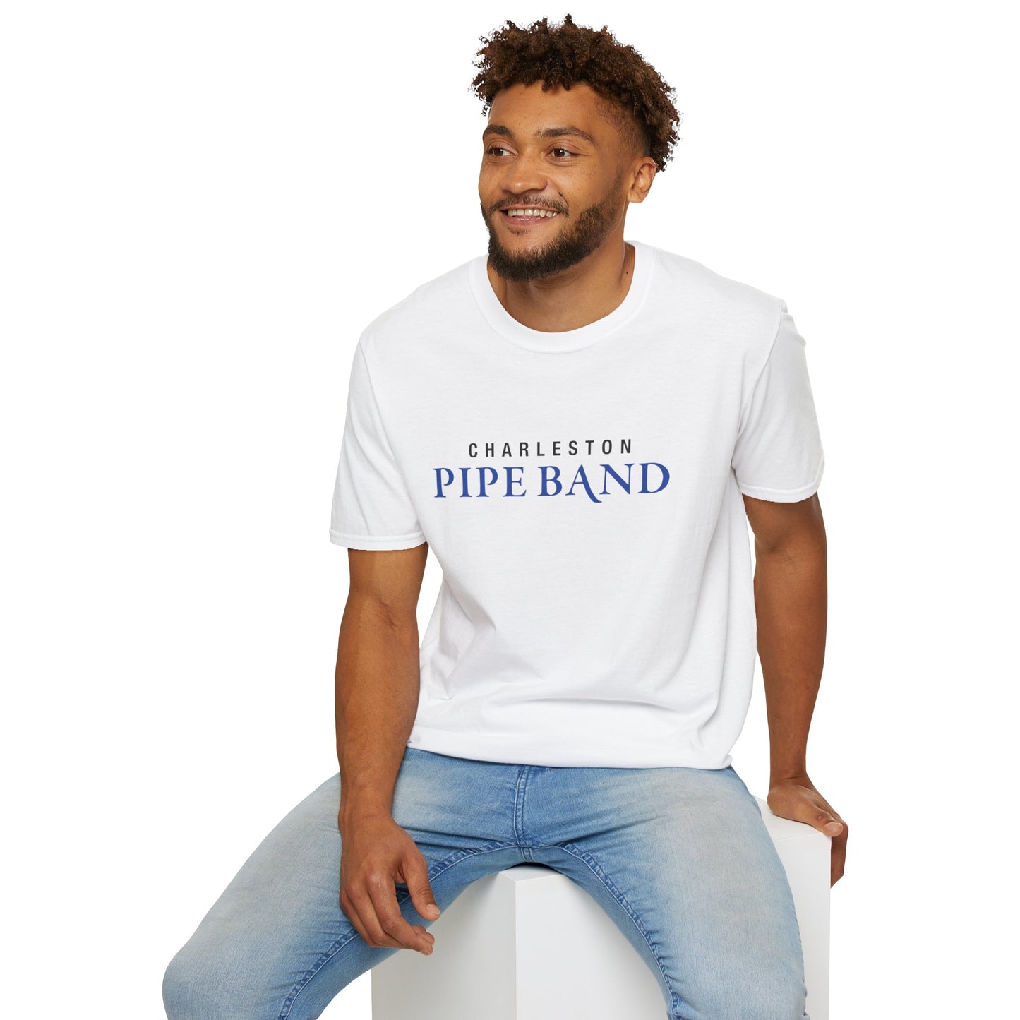 Charleston Pipe Band White Shirt w/ Ship on the back