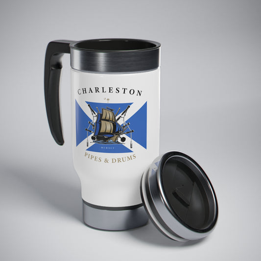 Charleston Pipes & Drums Stainless Steel Travel Mug with Handle, 14oz