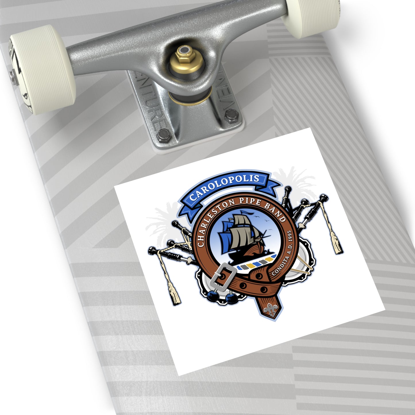 Charleston Pipe Band Clan Crest style square sticker