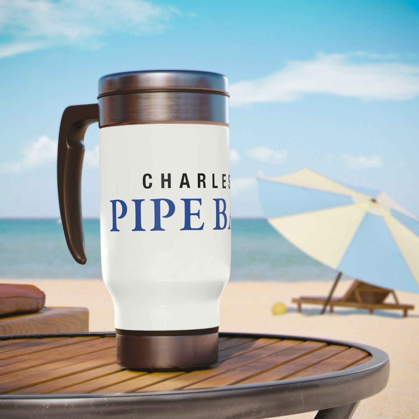 Charleston Pipe Band Stainless Steel Travel Mug with Handle, 14oz