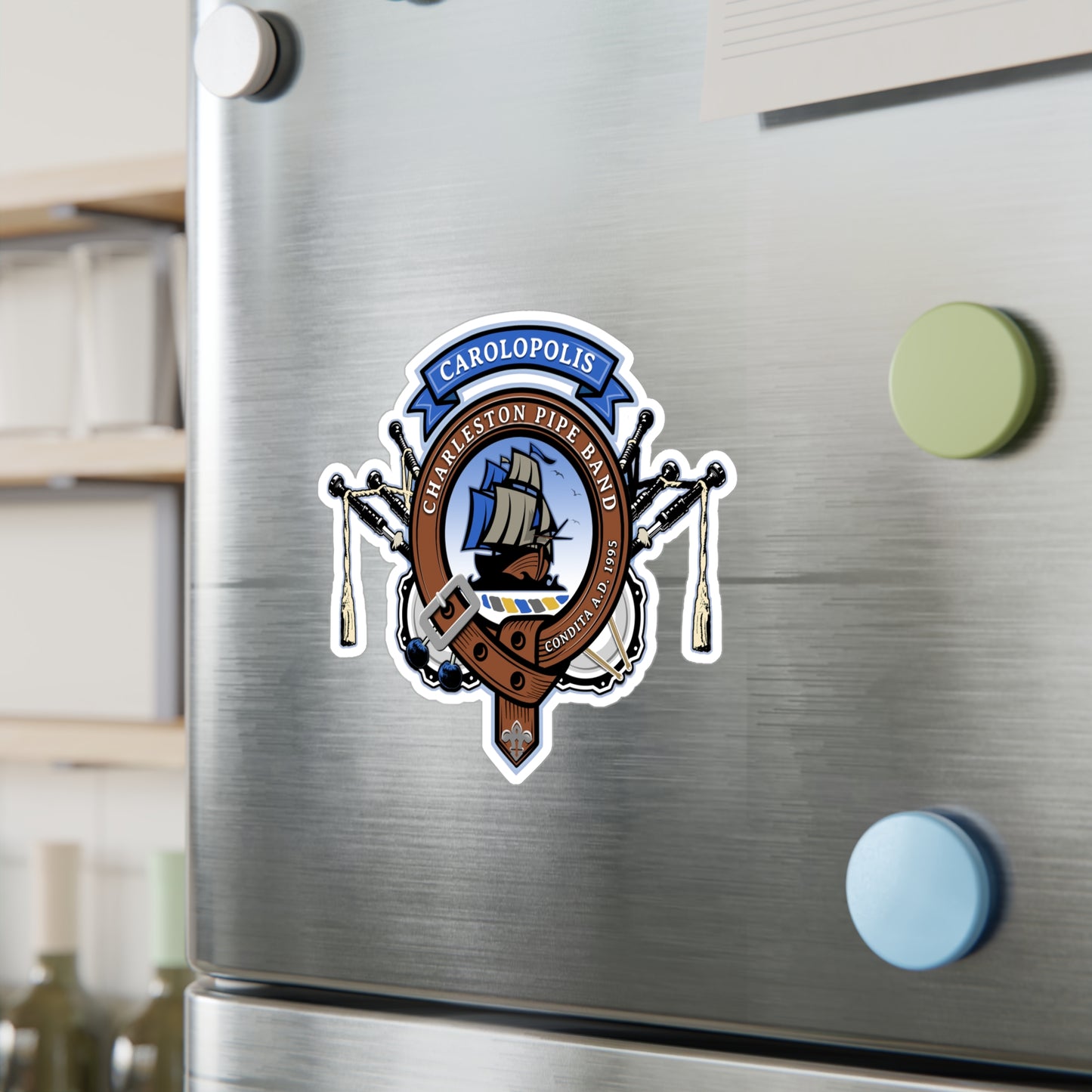 Charleston Pipe Band Clan Style Design Logo Sticker- KissCut Border