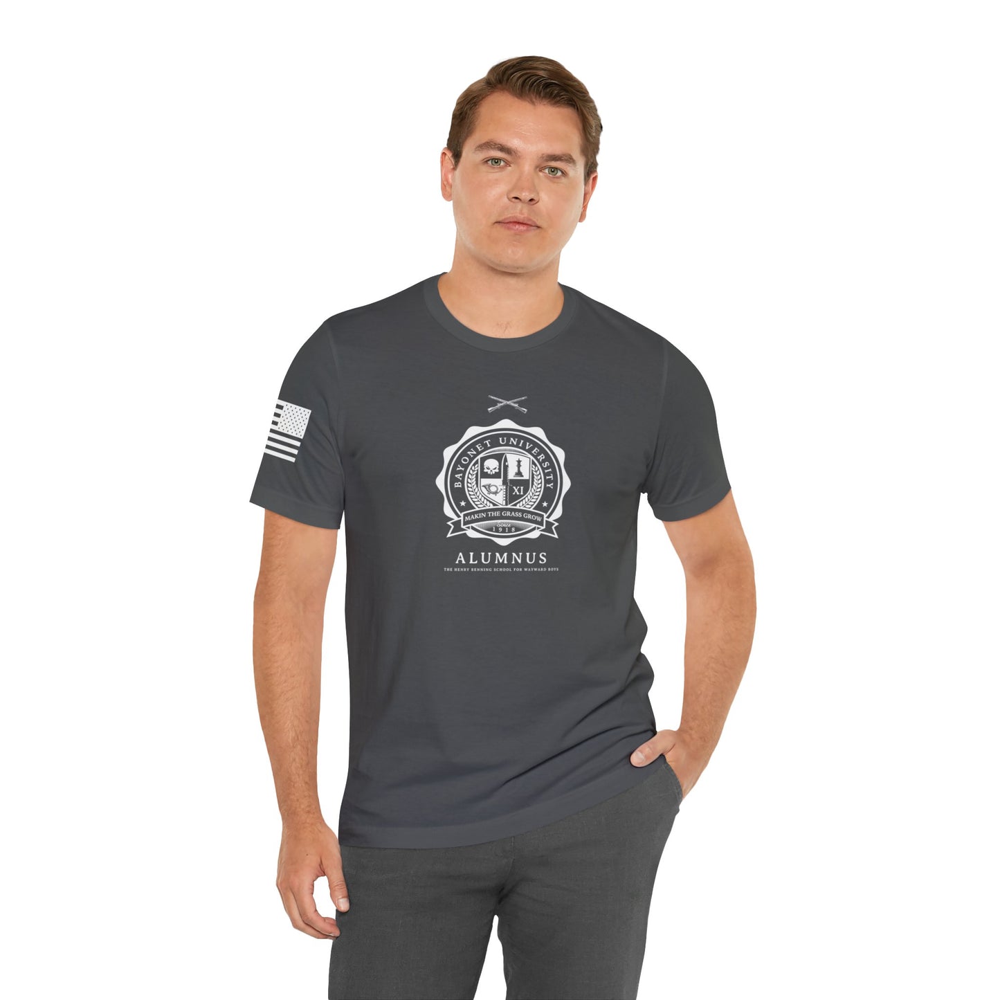 Bayonet University Alumnus Tshirt - Front and Right Sleeve