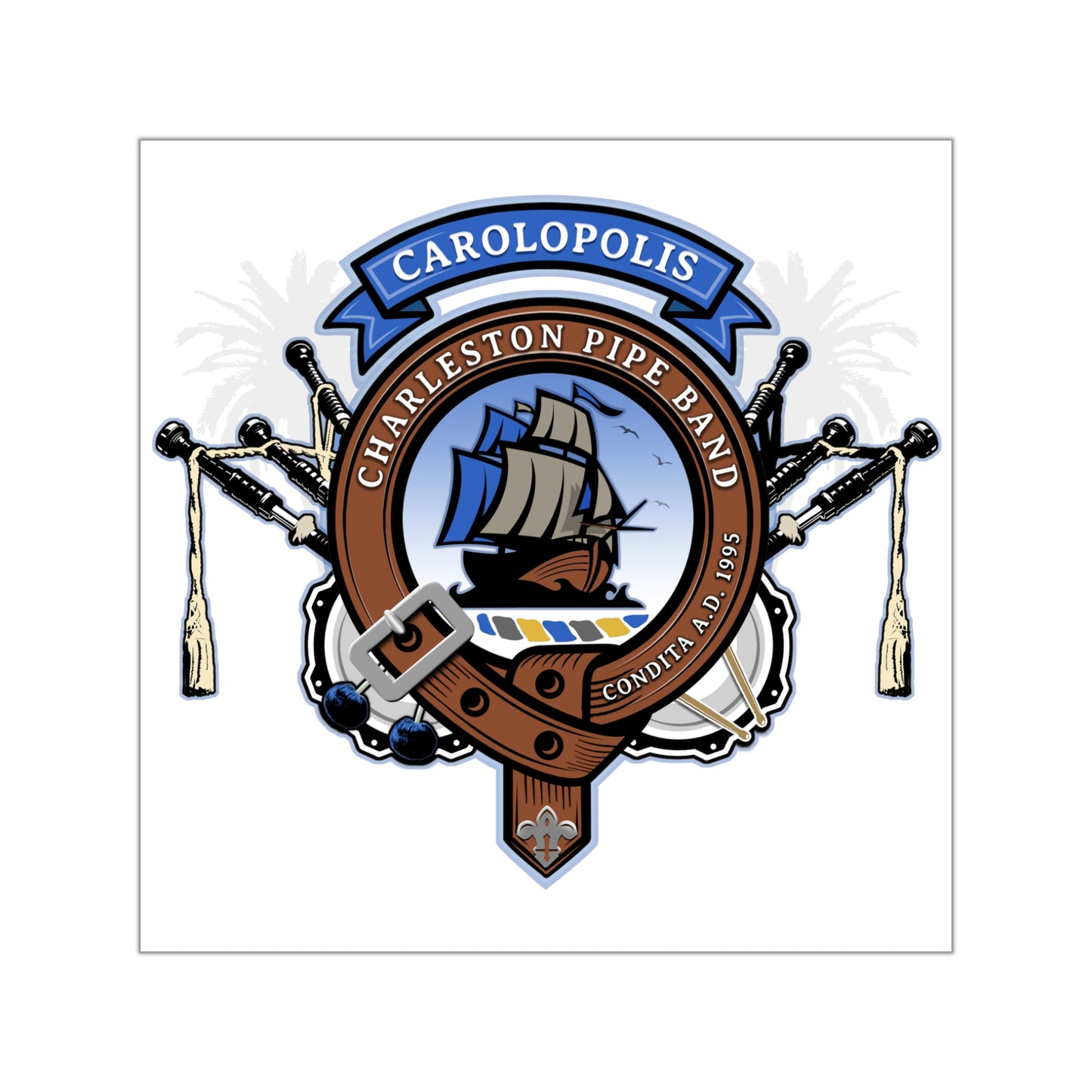 Charleston Pipe Band Clan Crest style sticker