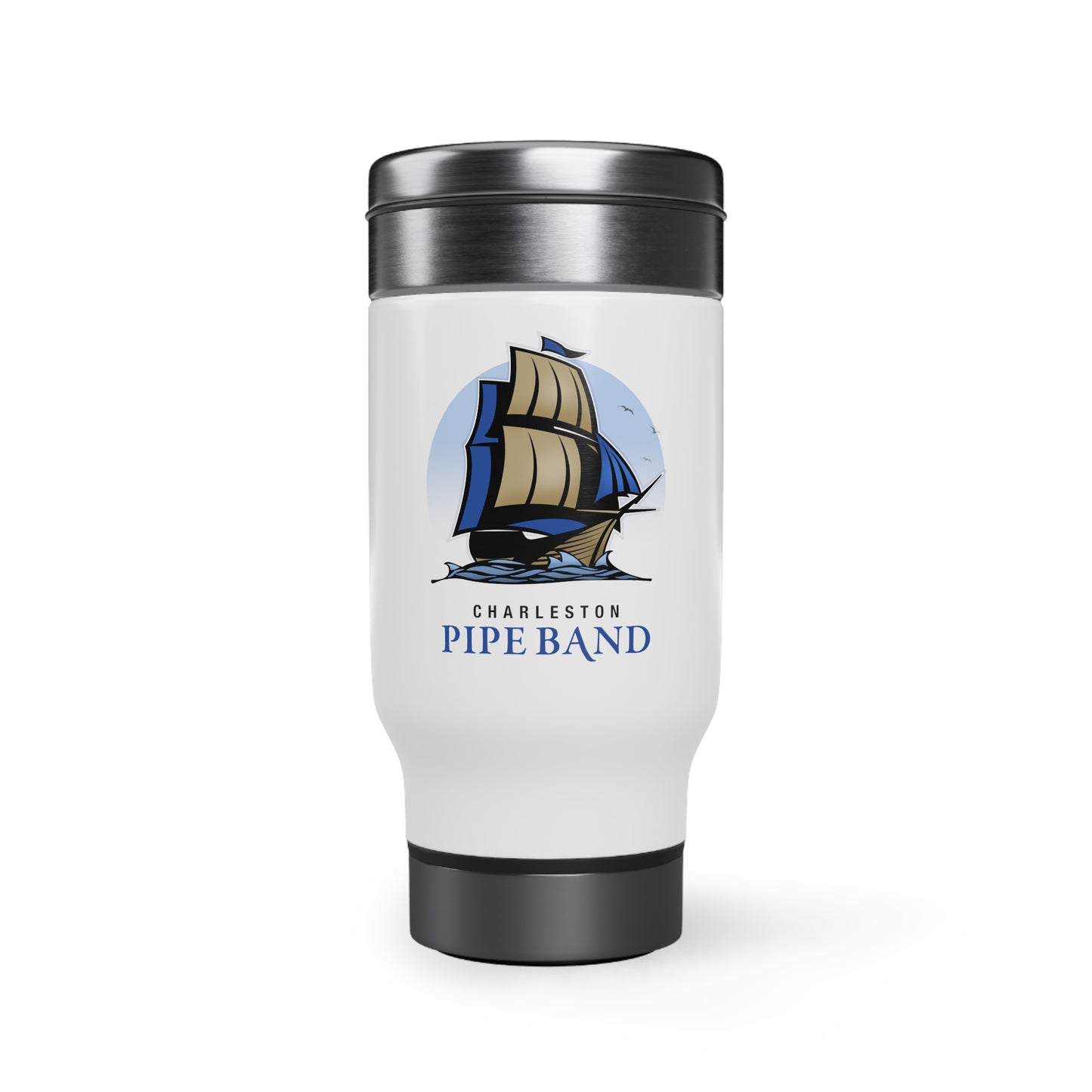 Charleston Pipe Band Stainless Steel Travel Mug with Handle, 14oz