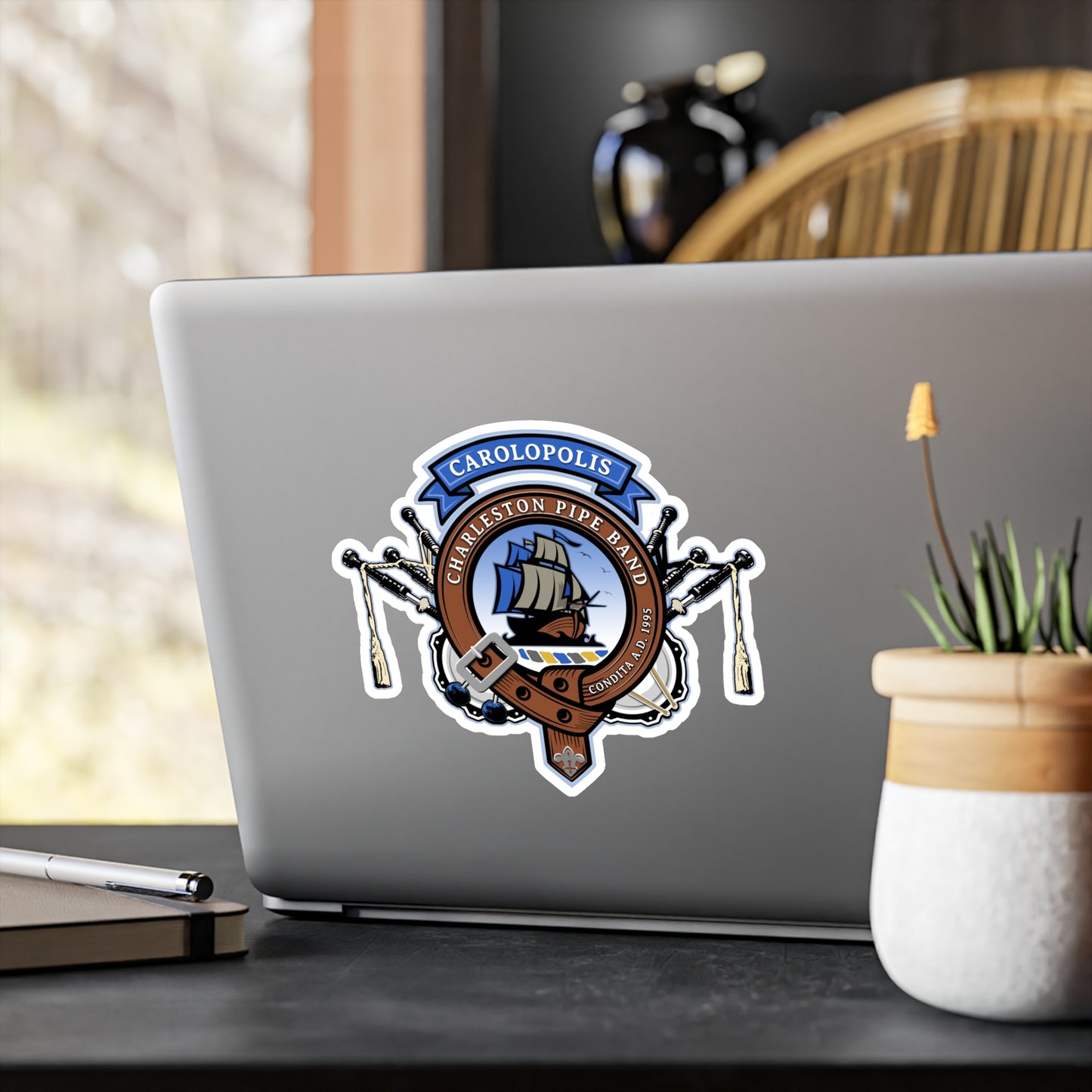 Charleston Pipe Band Clan Style Design Logo Sticker- KissCut Border