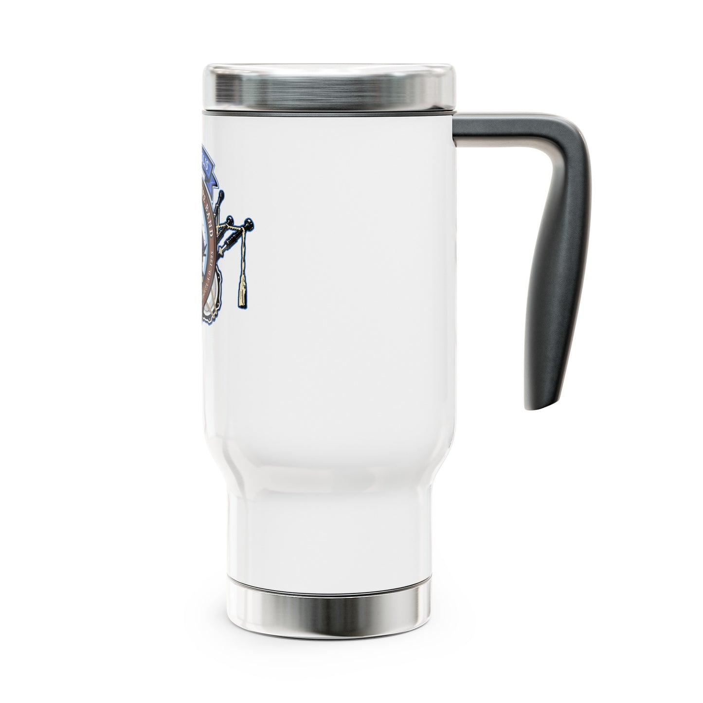 Charleston Pipe Band Clan Crest Stainless Steel Travel Mug with Handle, 14oz