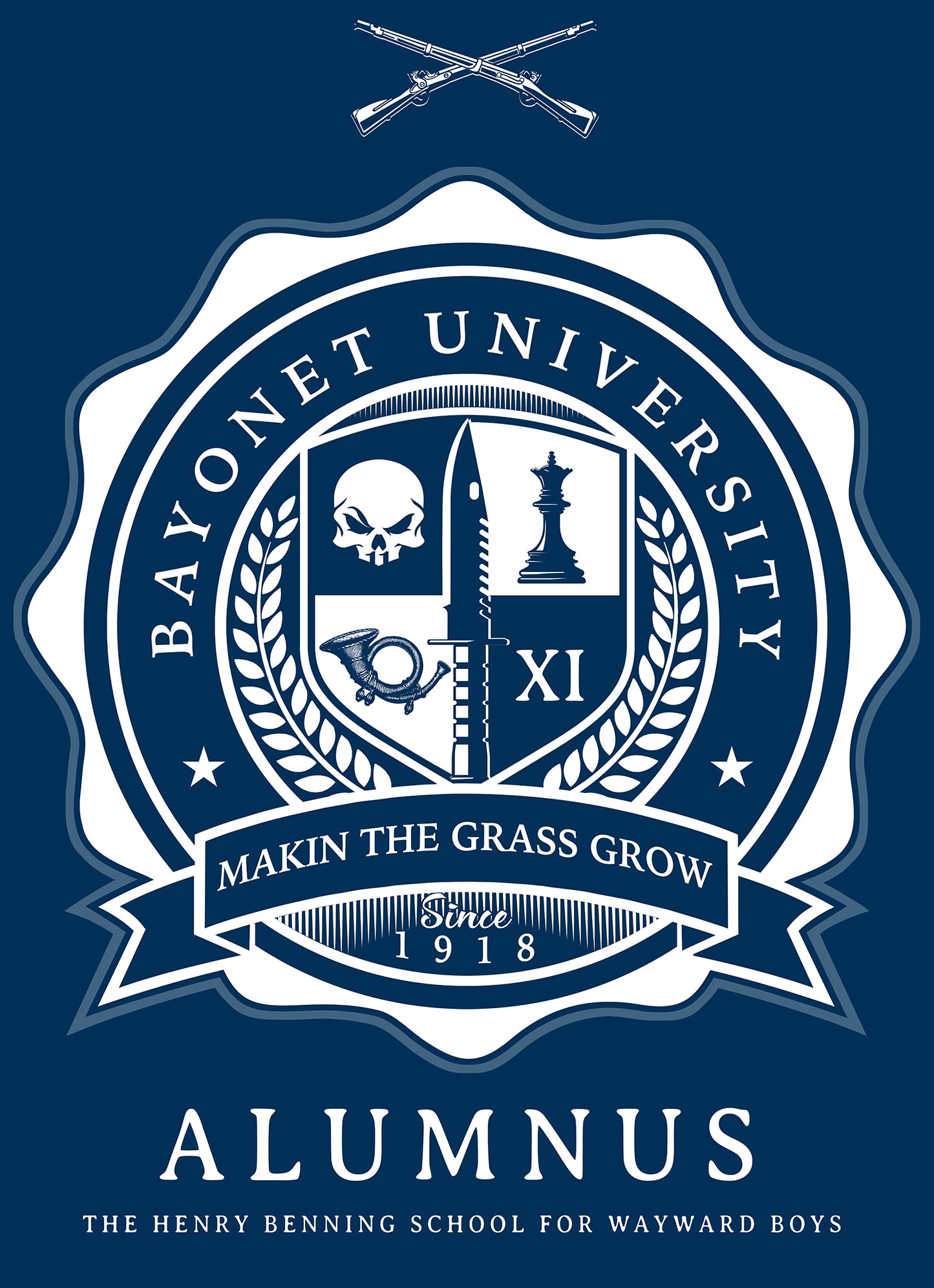 Bayonet University Alumnus Tshirt - Front and Right Sleeve